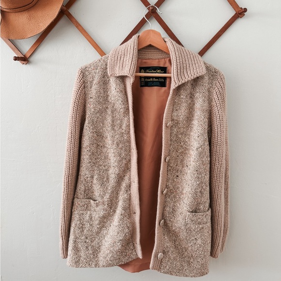 Vintage Freedom Wear 100% Irish Tweed Wool Sweater Jacket - Picture 4 of 6